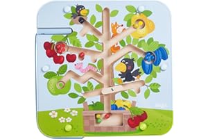 HABA Magnetspiel Obstgarten – Labyrinth mit Magnetstift und Kugeln, fördert Zählen und Farbzuordnung, Holzspielzeug ab 2 Jahren – 1306083001