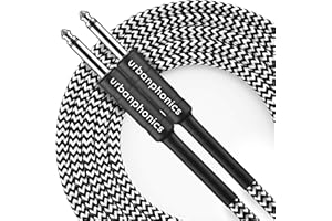 Urbanphonics Professional Instrument Lead Cable | for Electric Guitar, Electro-Acoustic, Bass & Keyboard | Braided Tweed | 1/4 Straight Standard Jack to Jack | 16 foot (5m)