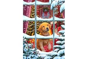 DOMROM Diamond Painting Art, Dog Diamond Painting Kits for Adults, Christmas Diamonds Gem Art DIY 5D Full Round Drill Snow Diamond Dots Painting Arts and Crafts Home Wall Decor 30X40cm