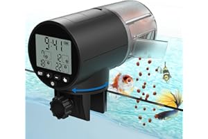 JuzPetz - Distributeur de Nourriture Automatique pour Poissons | Écran Numérique et Réglages Programmables | Mangeoire d’Aquarium Automatique | Accessoire d’Aquarium |Noir