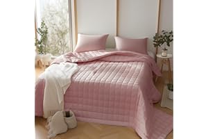 CLARA HOME MILANO CLARA HOME Copriletto Una Piazza e Mezza Trapuntato Color Rosa Cipria, Coperta in Pregiato Raso Satin, Elegante e Semplice, Ideale Autunno Primavera, Made in Italy