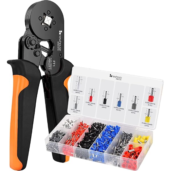 KOTTO Ferrule Crimping Tool Kit With 860 Terminals & Wire Cutter - 26-8 AWG, Color-Coded Ferrules, Storage Bag