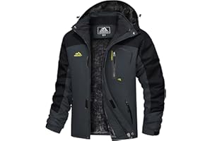 TACVASEN Impermeabile Giacca da Montagna in Pile da Uomo Giacca da Sci Calda Multi-Tasche