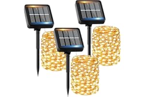 FIFLYING Guirnalda Luces Exterior Solar - 3 x 16M 160 LED Guirnaldas Luces Solares Exterior IP65 Impermeable Blanco Cálido 8 Modos Luces Solares LED Exterior Interior Jardin Terraza Bodas Fiestas Festivales