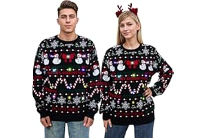 Belovecol unisex LED Light Up świąteczny brzydki sweter świąteczny zabawny sweter z dzianiny dla mężczyzn i kobiet