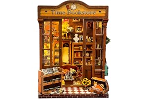Miniatyr hus bibliotek 218 delar träbyggsats LED-belysning bok Nook