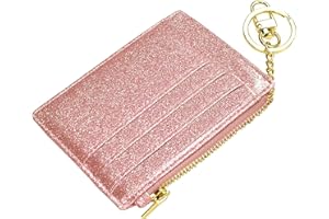 ehsbuy Mince Portefeuille Porte Carte Bancaire en Cuir RFID Bloquant Fermeture à Glissière Porte-Monnaie Porte-Clés pour Femmes Et Hommes