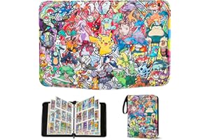 FUXGAOZH Sammelalbum für Pokemon Karten,900 Taschen Sammelkarten Album 50 Seiten Sammelmappe Karten Heft, Hochwertiges Tragbar Wasserdicht PU Sammelkartenalben Es ist das Geschenk für Kinder,50 Pcs Seite
