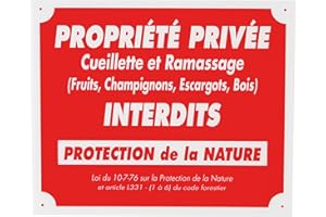 JANUEL - Panneau de Signalisation Akylux Propriété Privée Cueillette et Ramassage Interdit - 25cm x 30cm - Rouge