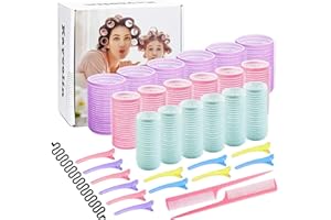 NEW NOAM Hair Rollers Set - 18 Rollers for Long Hair (25mm, 30mm, 44mm), 12 Duckbill Curlers, 2 Combs, Braid Device - Haircut Styling Velcro Rollers