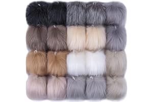 ‎SIQUK SIQUK 20 Stück Kunstfell Pompon Kunstfell Bommel Fellbommel mit Elastischer Schlaufe für Damen und Mädchen Tasche Mützen Anhängern Dekoration, 10 Farben