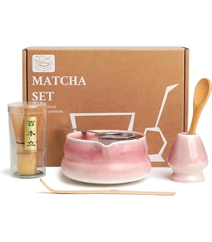 Matcha Set Japanse matcha set met matcha bezem, matcha kom van keramiek, matcha lepel, hars matcha garde, zeef, theedoek, matcha accessoires (7-delig), groen