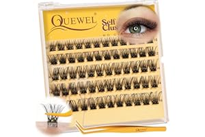 ‎QUEWEL QUEWEL Selbstklebende Wimpern ohne Kleber 60STK, Kein Kleber erforderlich, 10–16mm starker Halt wiederverwendbare Wimpern Selbstklebend, Cluster Lashes Müheloses Auftragen für Anfänger (MJ02)