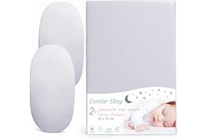 COMFIER SLEEP Lenzuola Carrozzina Neonato Con Angoli 100% Cotone Biologico Completamente Naturali 30x76 cm Grigio Set di 2 Lenzuola Navicella Neonato Adatte Alla Maggior Parte Delle Marche di Culle e Carrozzine