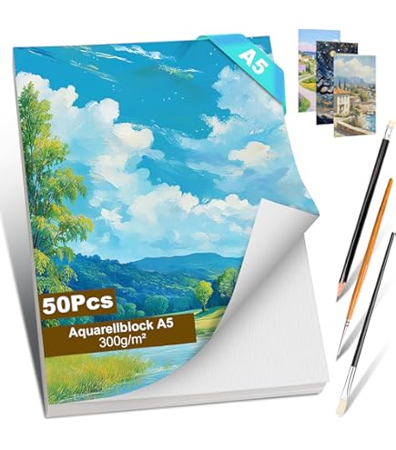 Acuarelas Profesionales Bloc De Papel Acuarela A5 300gr - 50 Hojas Para Pintar, Dibujar O Bocetos - Ideal Para Artistas Papel Acuarela Profesional
