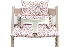 Blausberg Baby - Cojín set para Stokke Tripp Trapp Trona (REVESTIMIENTO) - materiales certificado Oeko-Tex Standard 100 - made in Alemania - prado de flores rosa