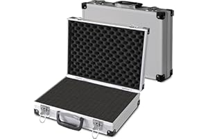 PeakTech 7265 – Mallette Universelle pour Instruments de Mesure, Mallette Robuste en Aluminium, Compartiment à Outils, Cube en Mousse, Rembourrage en Mousse, XL - 390 x 280 x 100 mm