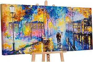 YS - Art | obraz akrylowy romantyczny wieczór | ręcznie malowane obrazy na płótnie | 130 x 70 cm | obraz ścienny obraz akrylowy | sztuka nowoczesna | płótno | unikat | niebieski