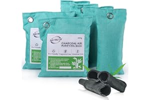 NATRUTH Activated Bamboo Charcoal Air Purifying Bag, Nature Air Fresh Purifier Bags, Odor Eliminator for Home, Car, Closet, Basement, Shoe, Fridge, Deodorizer, 6-Pack (2 * 200g + 4 * 75g)