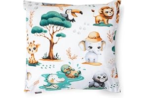 PinkZebra: federa per cuscino per bambini e neonati, federa per cuscino in 100% cotone, cuscino per ragazze e ragazzi, certificato Öko-tex Standard 100, federe per bambini con cerniera (Safari 2, 40 x