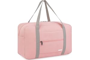 WANDF Ryanair Cabin Bag 40x20x25 Foldable Underseat Travel Duffel Approved for New Ryanair 40x30x20 Water-Resistant Carry On Hand Luggage Overnight Bag for Women Men (Pink 20L)