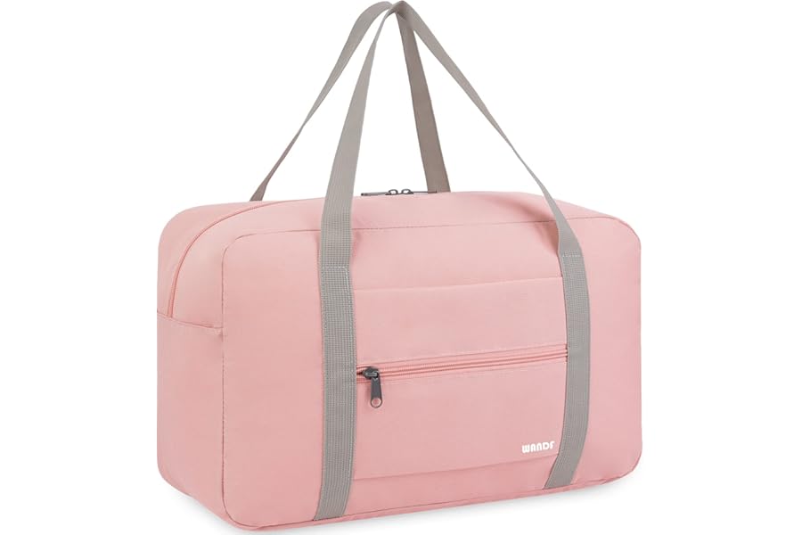WANDF Ryanair Cabin Bags 40x30x20 Foldable Underseat Small Travel Duffel 40x20x25 Water-Resistant Carry On Hand Luggage Overnight Bag for Women Men (Pink 20L)