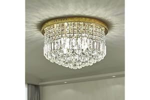 ‎SM SAINT MOSSI Saint Mossi Modern Kristal Gold Kronleuchter Modern Deckenleuchte Befestigung Anhänger Deckenlampe für Esszimmer Badezimmer Schlafzimmer Livingroom 9 E14 Erforderliche Höhe 28cm x Breite 50cm