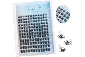 Oreola Pestañas Individuales Manga 144PZS Pestañas postizas de banda súper fina de pestañas en racimo,Pestañas individuales de cola de pez de mano ancha, extensiones de pestañas DIY de 8-16mm