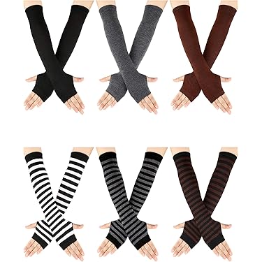 Set Calze E Guanti Scaldamuscoli Blulu | A Righe | Senza Dita | Per Donna | Per Yoga, Fitness E Moda