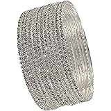 ZULKA Non-Precious Metal with Base Metal and Zircon Gemstone Studded Premium and Traditional Glossy Finished Sleek Bangle set for Women and Girls: 