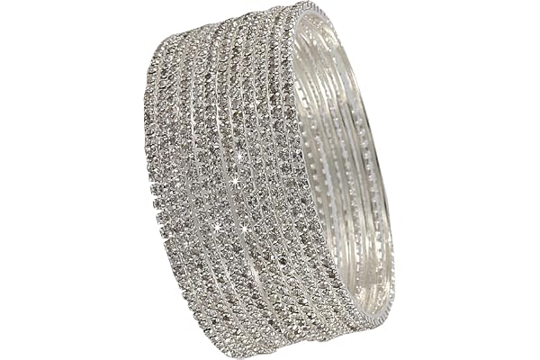 ZULKA Non-Precious Metal with Base Metal and Zircon Gemstone Studded Premium and Traditional Glossy Finished Sleek Bangle set