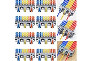 Dujelixa Kit morsettiera a leva 3 in 12 out, connettori di giunzione da triplo ingresso a dodici uscite, montaggio su guida DIN/a vite, per conduttori 28-12 AWG, include 8 kit.