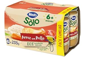 Hero Baby - Tarritos de Arroz con Pollo, Alimento Infantil para Bebés a Partir de los 6 Meses, 100% Ingredientes Naturales, Sin Aceite de Palma, Almidón, ni Sal Añadida - Pack 6x235 g