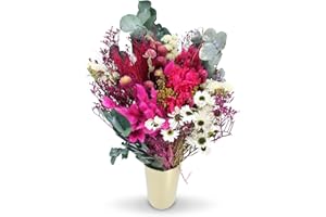 BEKABA Bouquet de Flores Secas y Naturales en Tonalidades Variadas, Regalo Ideal Hecho a Mano, 50x35 (Fucsia)