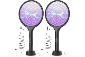 YISSVIC Elektryczna łapka na komary Extra Strong 4000 V 2 w 1 USB C z akumulatorem Akumulatorowa ze stabilną podstawą pułapką na światło UV Przeciw komarom Muchom 2 szt. Czarny