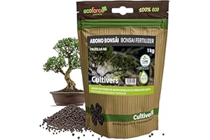 CULTIVERS Abono Bonsái Ecológico 1 kg Fertilizante granulado de Origen Vegetal 100% Orgánico y Natural de Liberación Lenta y Controlada con NPK 8-1-5+74% M.O y Ácidos Húmicos Crecimiento Controlado