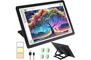 Phylosal Rechargeable A4 LED Light Pad with Built-in Stand, Magnetic Tracing Light Box for Drawing, Diamond Art Light Board with Side Button, Super Bright Light Table for Diamond Painting, Sketching