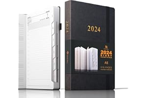 DeDe Bee 2024 Diary Day to Page A5 Academic Diary Planner & Monthly Plan Total 416 Pages, Inner Pocket, Elastic Closure, Hard Cover