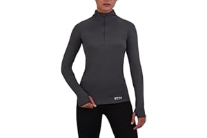 TCA Women’s Cloud Fleece Long Sleeve 1/4 Zip Training Thermal Running Workout Top with Zip Pocket and Thumbholes