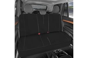 Motor Trend SpillGuard - Protector de Asiento Trasero de Neopreno, Funda Impermeable para Asiento de Coche con Costuras Grises, Acolchado para niños y Perros