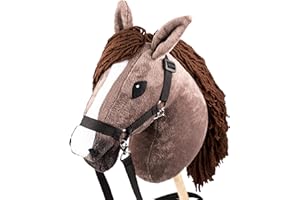 SKIPPI Hobby Horse Fuchs, Großes Steckenpferd A3, Halfter und Zügeln im Set, Fuchs Pferd, Hobby Horsing Pferd, Kastanienbraun Stockpferd
