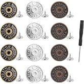 Vicloon Buttons for Jeans, 12 Pcs Detachable Jeans Buttons with Screwdriver, 17 mm Adjustment Button for Jeans, Metal Trouser