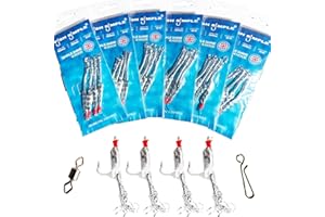 FISH SIMPLE 6pk or 12pk Sea Fishing feathers Used By Match Anglers for Mackerel Pollock Bass Cod. Beach, boat, Kayak or Pier - Premium FishSimple® feathers.