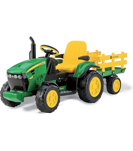 12V Tracteur Électrique Enfant avec Remorque Amovible, Télécommande, Voiture Électrique à 6 Pneus, Lumière LED, Musique, Charge 30kg, Jaune