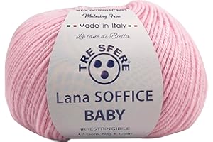 FILATI ITALIANI gomitoli di lana Soffice Baby 50g - 175 metri 50% lana e 50% dralon per capi morbidi e alla moda (BABY, rosa baby - 306)