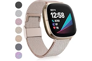 Faliogo Kompatibel mit Fitbit Versa 3/4/Sense Armband, verstellbares Edelstahl-Metall-Ersatzband mit Magnetverschluss für Damen und Herren