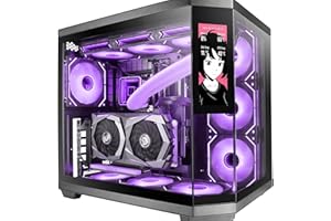 Mars Gaming MC-3TCORELCD Boîtier Gaming ATX, Écran IPS 7,2” Personnalisable, Triple Verre Trempé Amovible, Structure Double Chambre Latérale, Support de Refroidissement Liquide jusqu'à 360mm, Noir