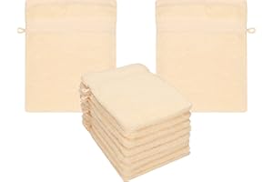 Betz Premium Lot de 10 Gants de Toilette en éponge lavettes pour Le Visage en 100% Coton Gant de Toilette pour bébé Couleur Beige