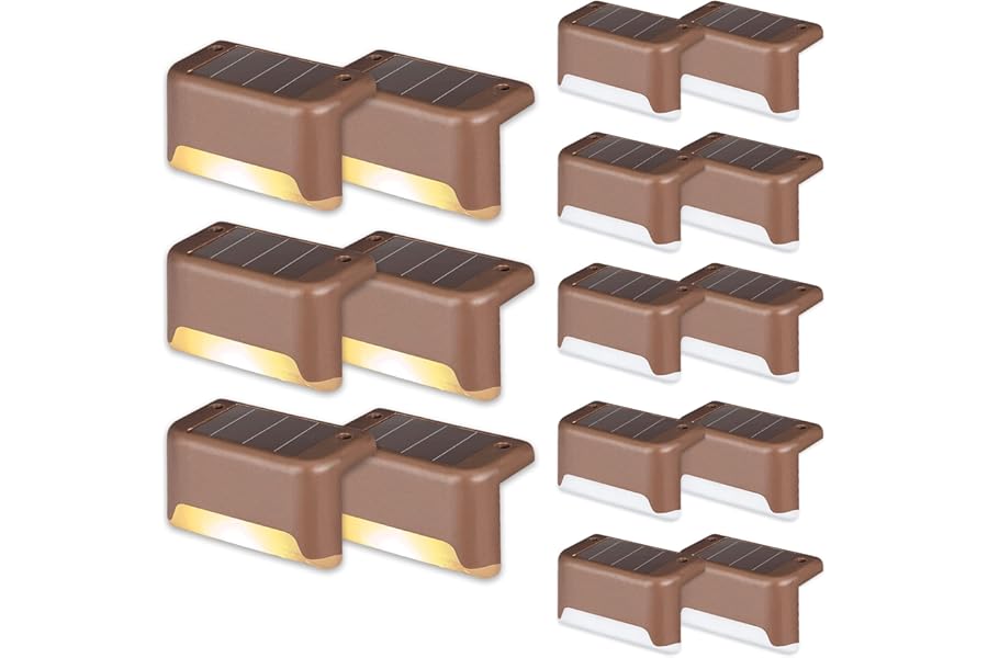 GIGALUMI Solar Deck Lights 16 Pcs Step Lights Bronze Solar Fence Lights Waterproof for Outdoor Pathway, Yard, Patio, Stairs, Step and Fences. (Warm White)