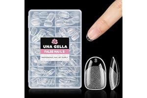 UNA GELLA Capsule Americaine Ongle Ovale Courte, 216 Pièces 12 Tailles Gel Doux Autocollant Couverture Totale Acrylique DIY